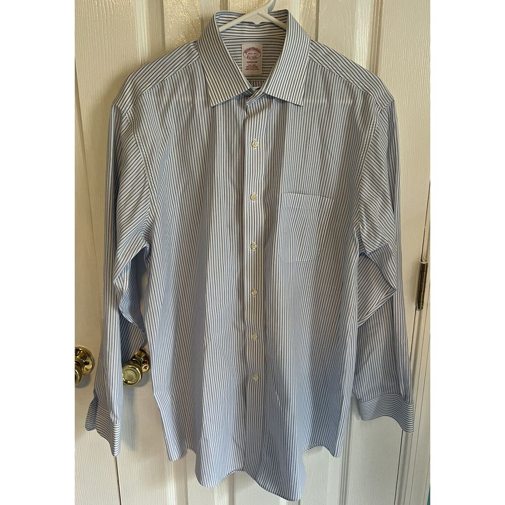 Brooks Brothers Mens 15.5 33 Non Iron Madison Cotton Long Sleeve Button‎ Shirt